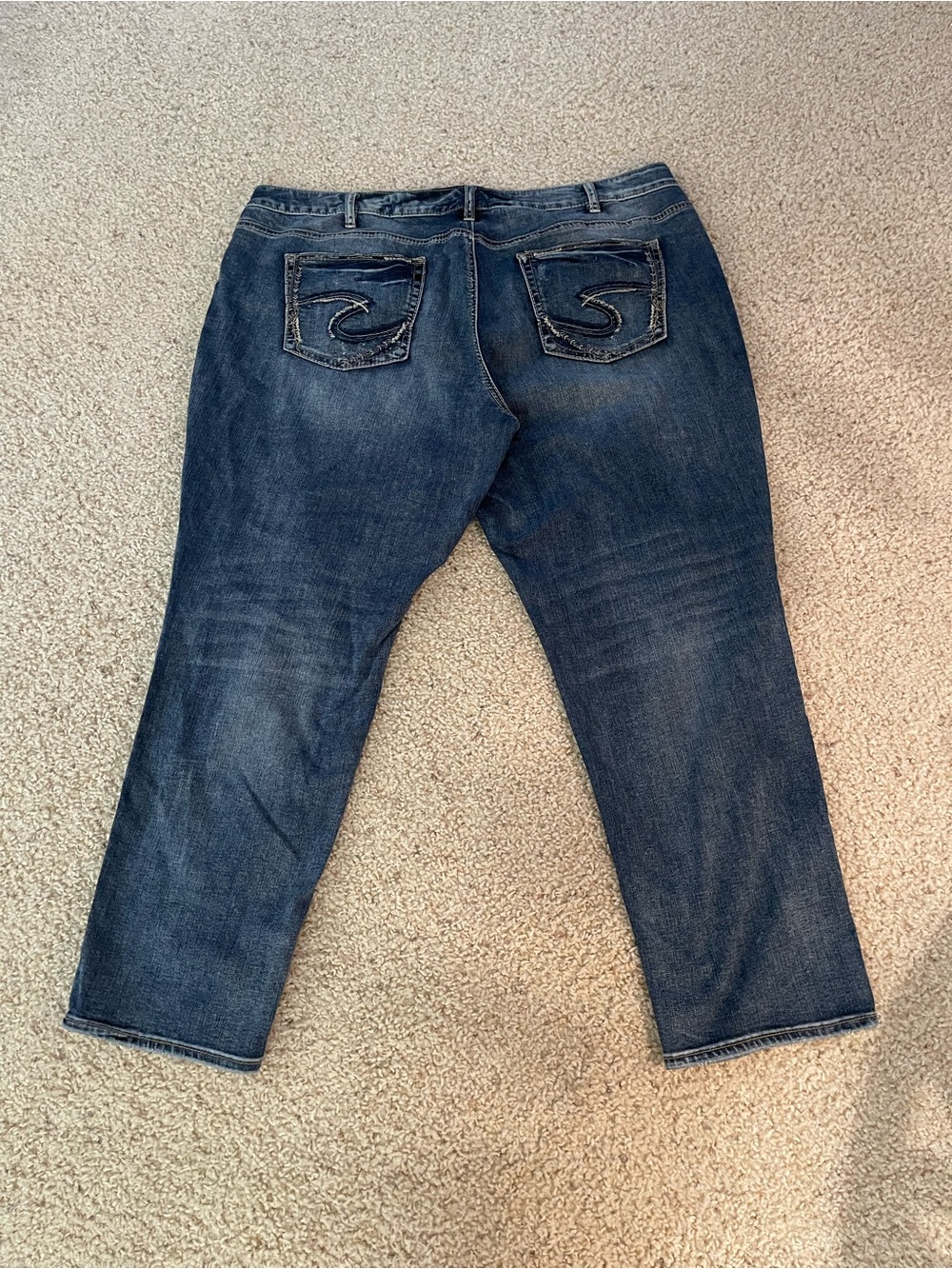 Silver Jeans Boyfriend 22W 29L Distressed Denim Actual 49W 32L Rise 12 EUC